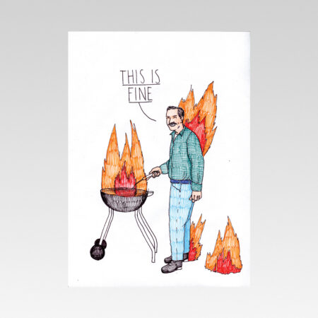 pocztówka_thisisfine_mockup This is fine (grill edition)